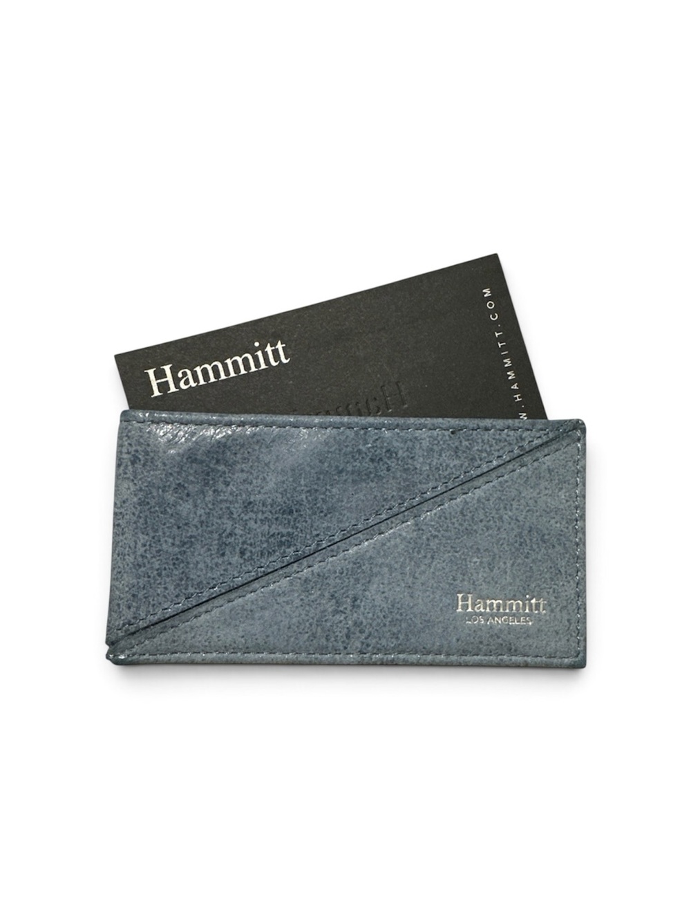 Hammitt Metro Slim Card Wallet in Blue Leather with Red Fabric Lining